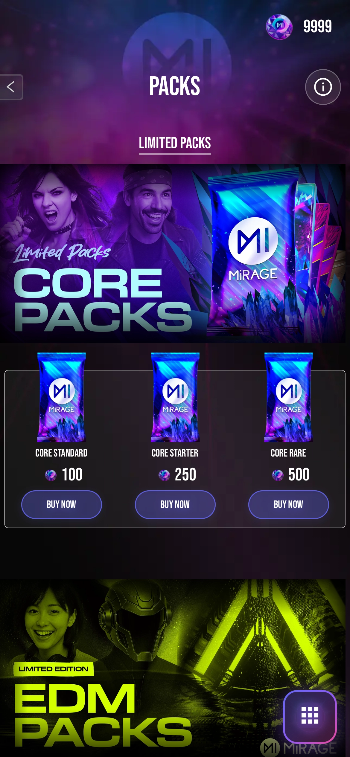 Open packs